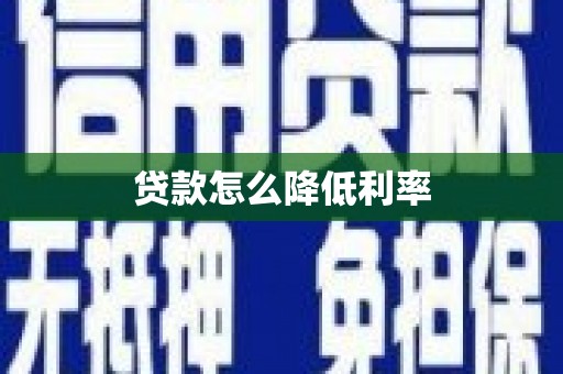 洛扎贷款怎么降低利率