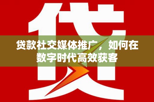 洛扎贷款社交媒体推广，如何在数字时代高效获客