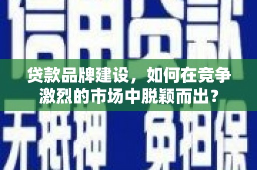 洛扎贷款品牌建设，如何在竞争激烈的市场中脱颖而出？