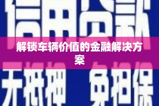 洛扎解锁车辆价值的金融解决方案